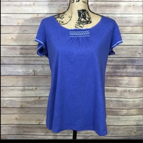 Tommy Hilfiger Periwinkle Boho Short Sleeve Top M - Picture 3 of 7
